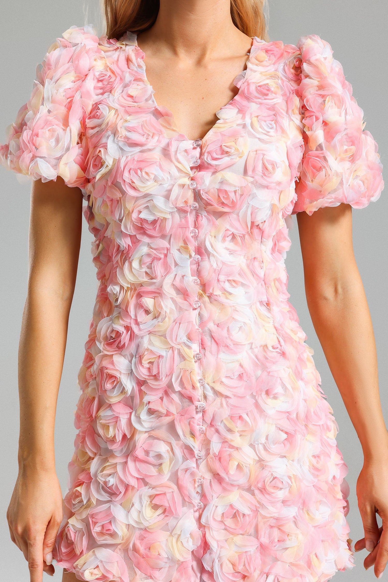 Floral Front Button Mini Dress