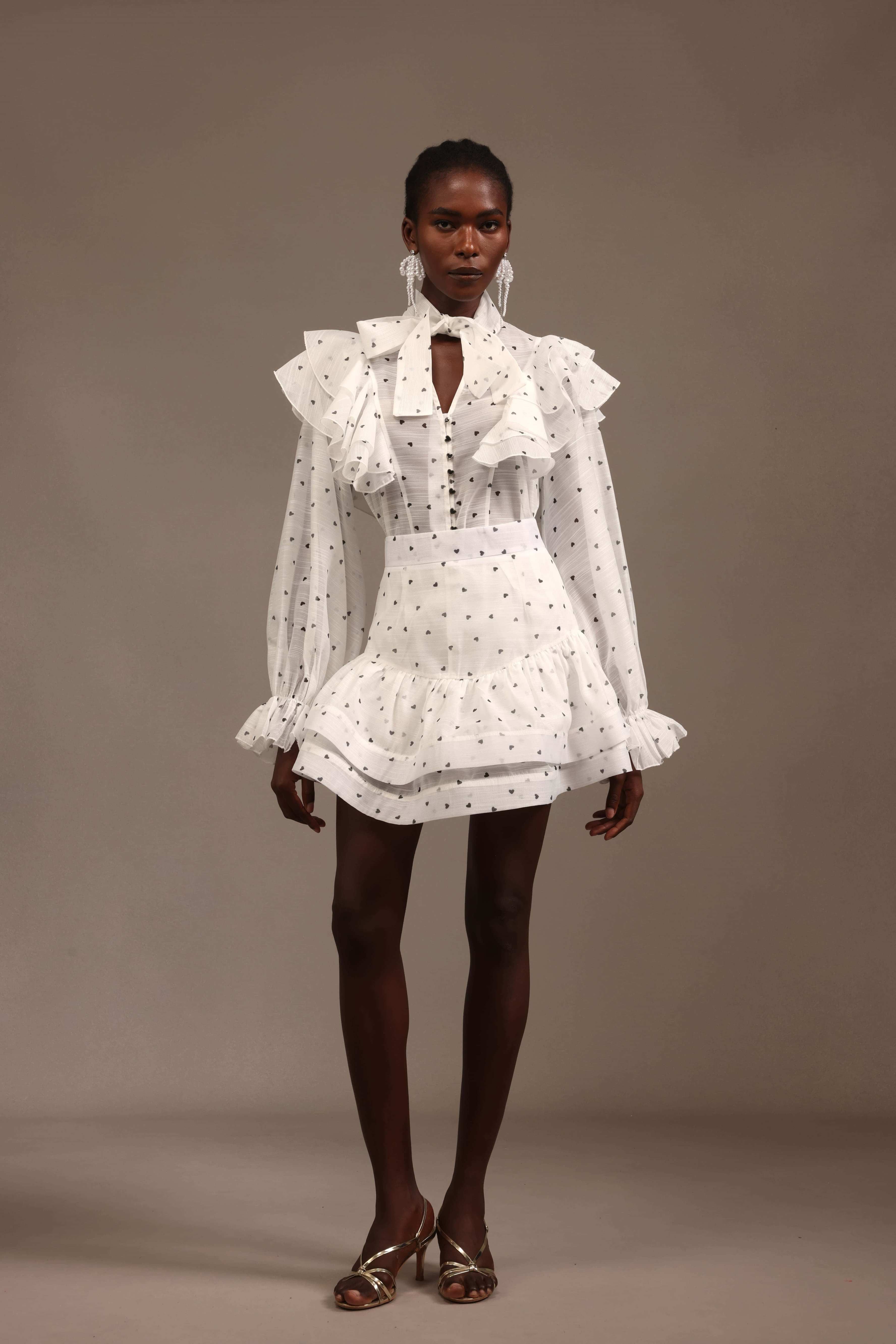 Dotted Drama High-Neck Co-Ord Set