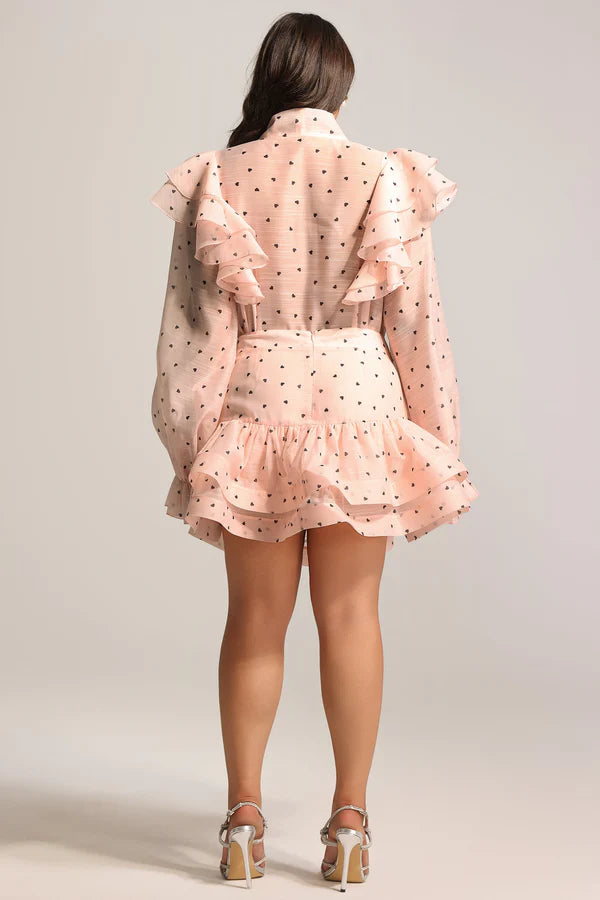 Dotted Drama High-Neck Co-Ord Set