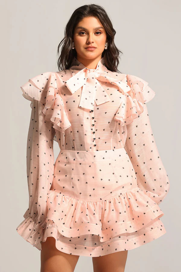 Dotted Drama High-Neck Co-Ord Set