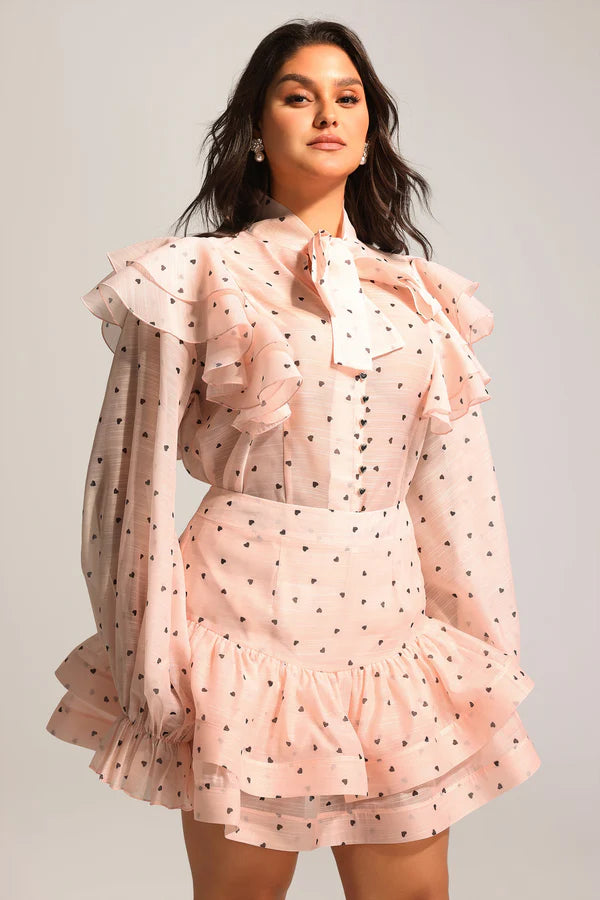 Dotted Drama High-Neck Co-Ord Set