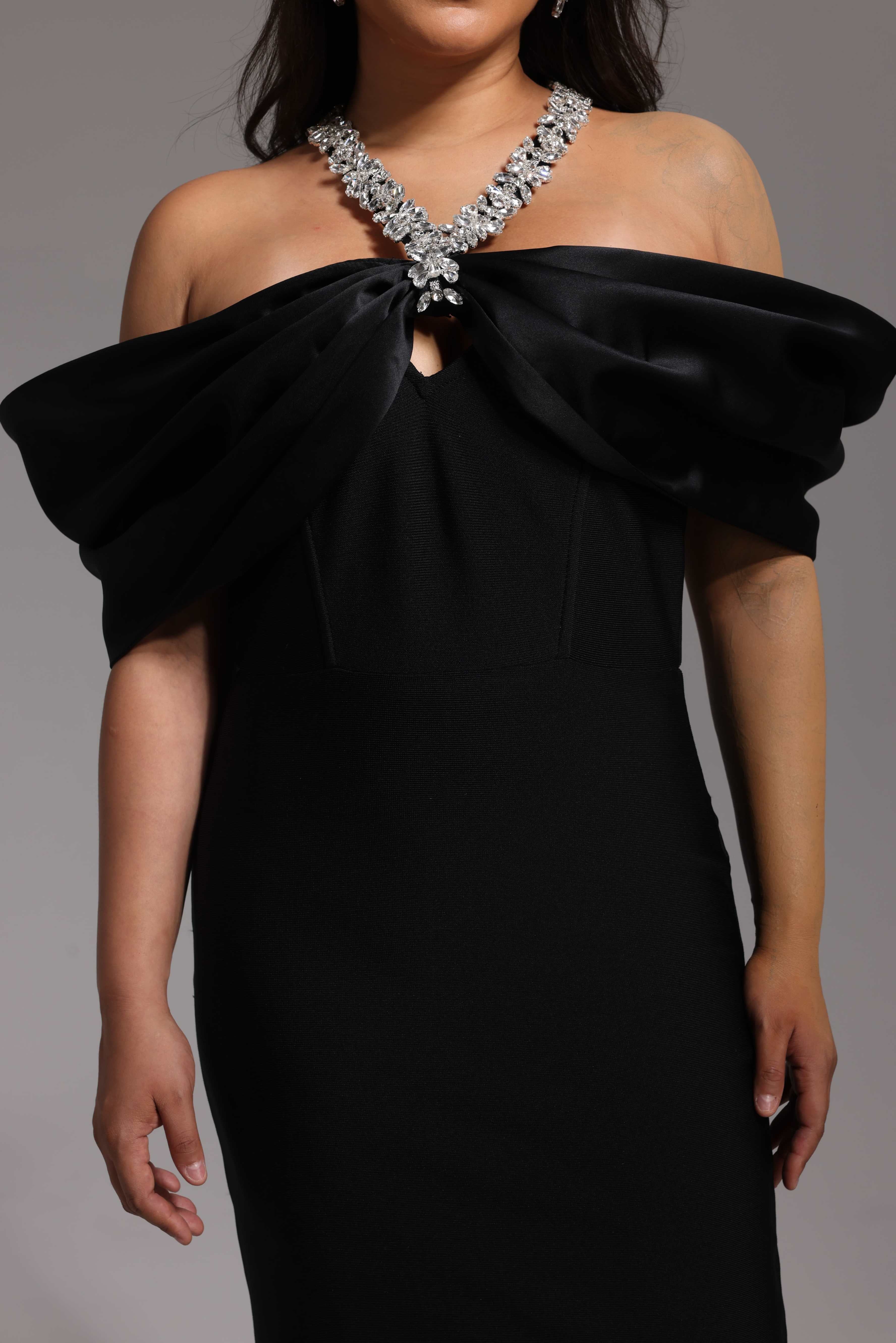 Scarlet Aurora Crystal-Halter Couture Gown