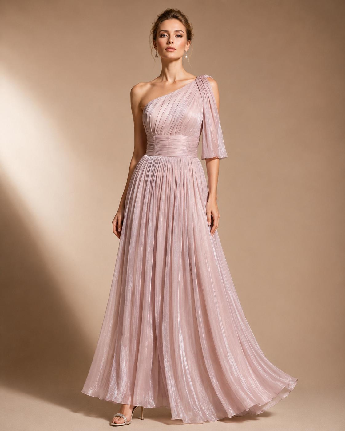 Blush Athena One-Shoulder Gown
