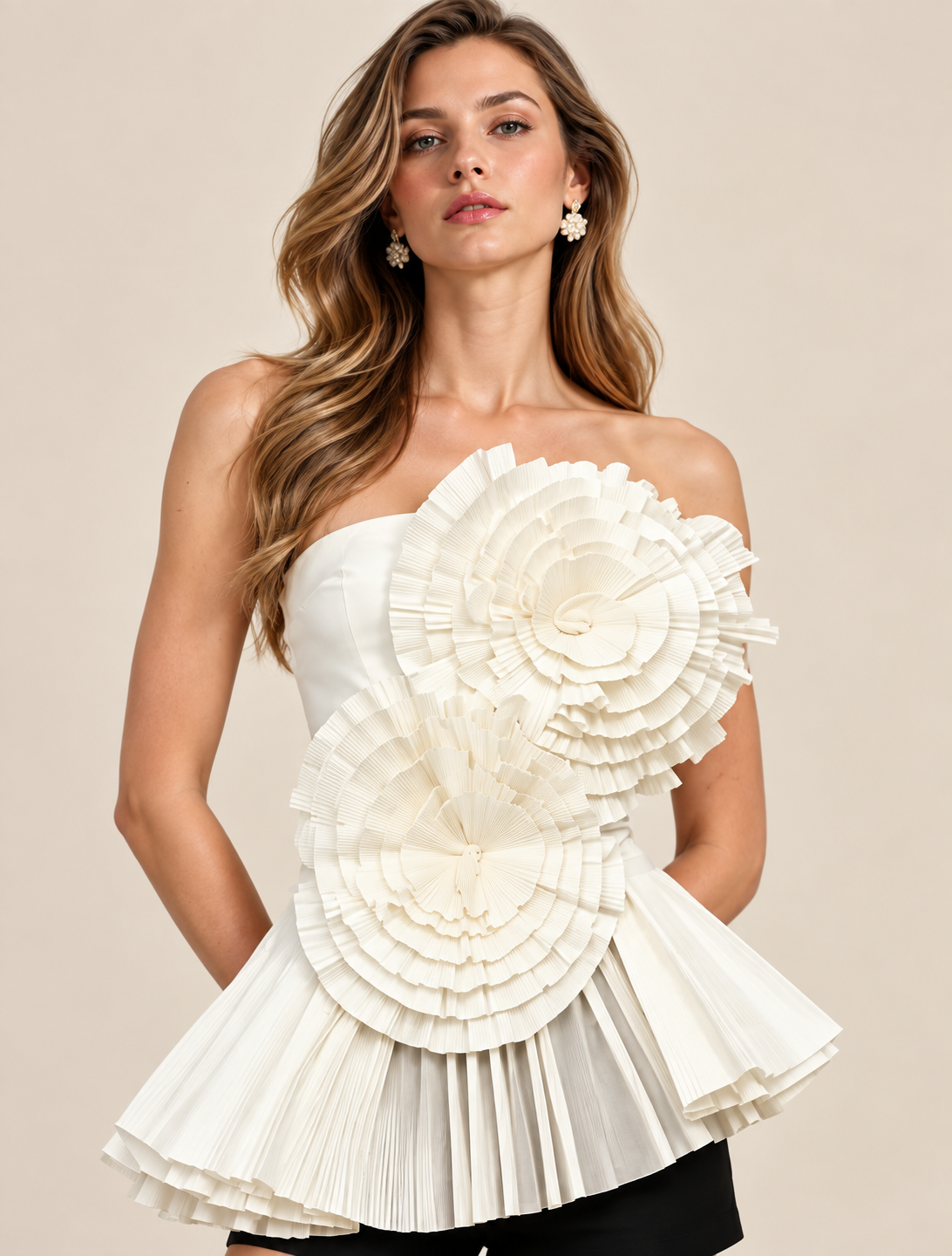Crimson Bloom Sculpted Top
