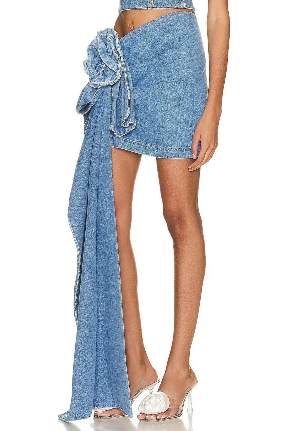 Statement Bow Denim Mini Skirt