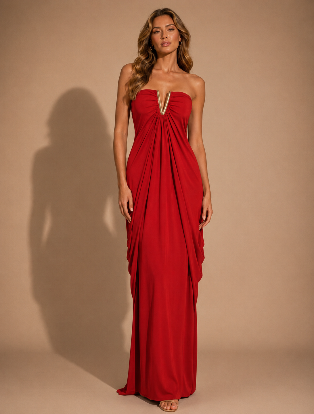 Mocha Drape Elegance Gown