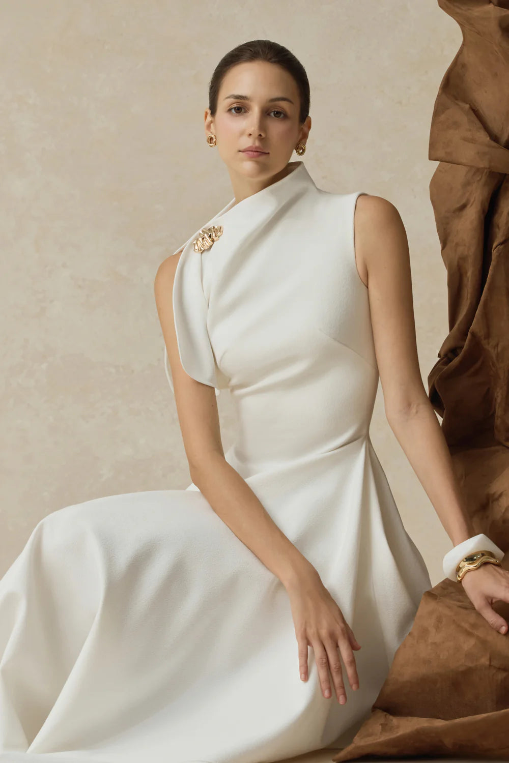 Cerelle Asymmetric Midi Dress