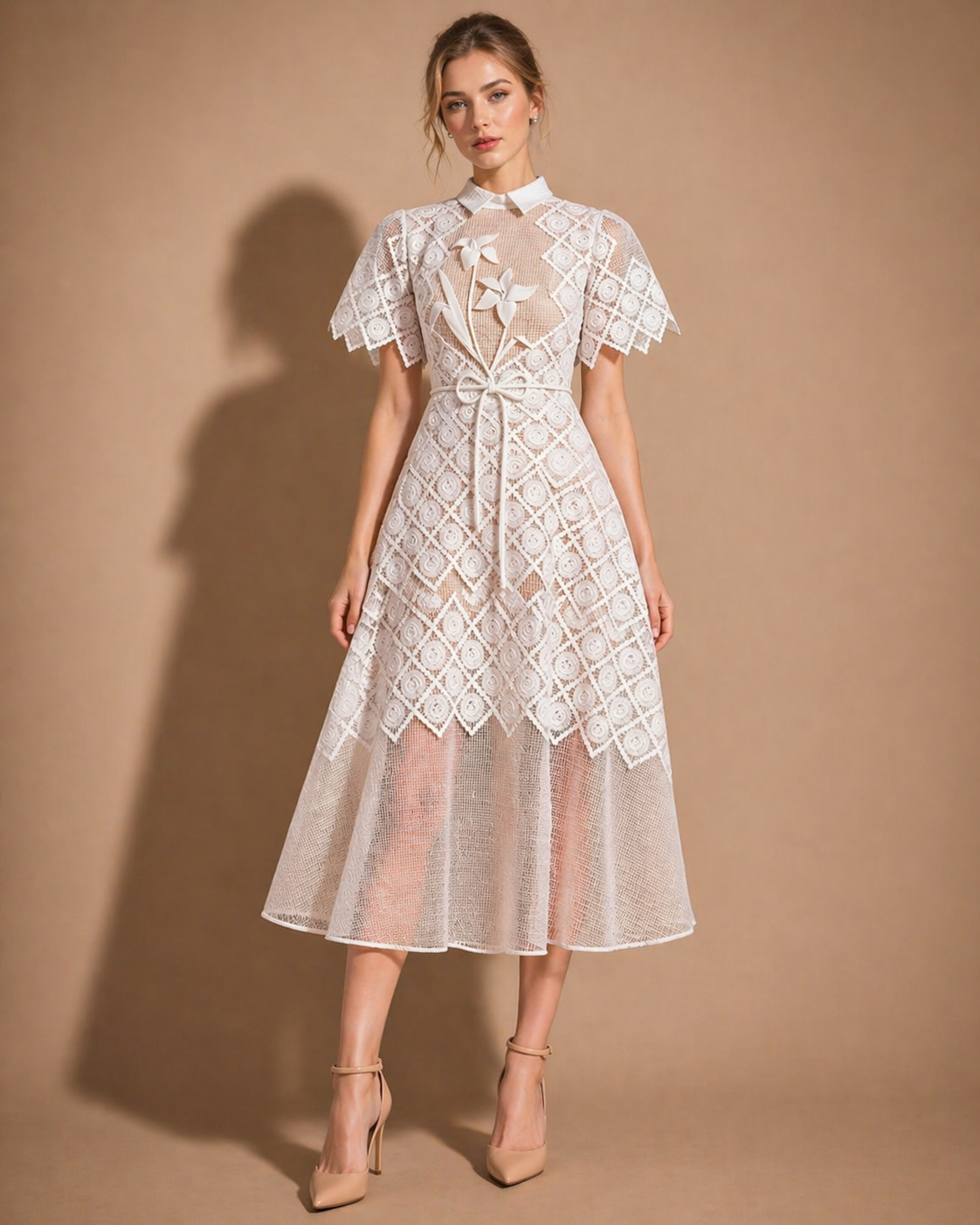 Dimitrios Flower Embroidered Midi Dress