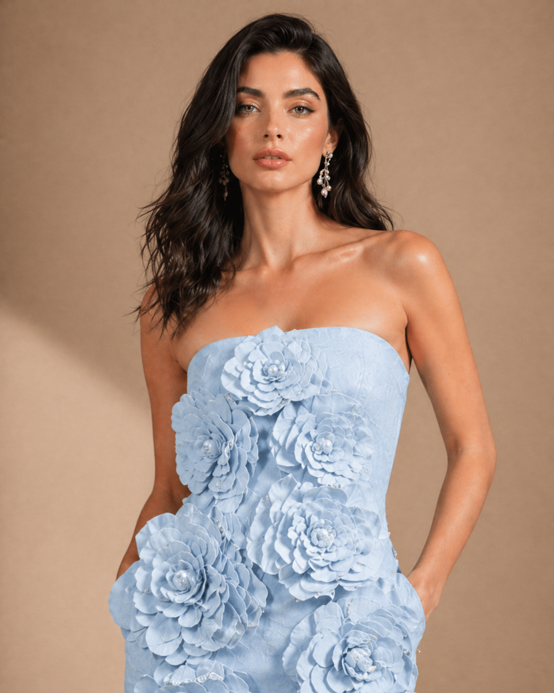 Denim Bloom Mini Dress