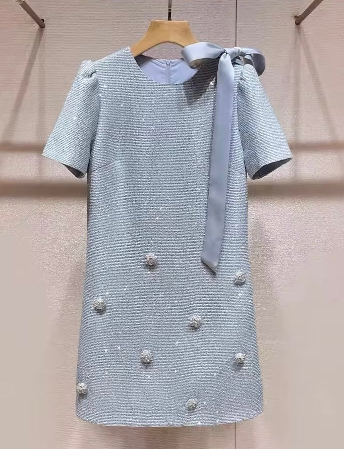 Celestial Blue Textured Mini Dress