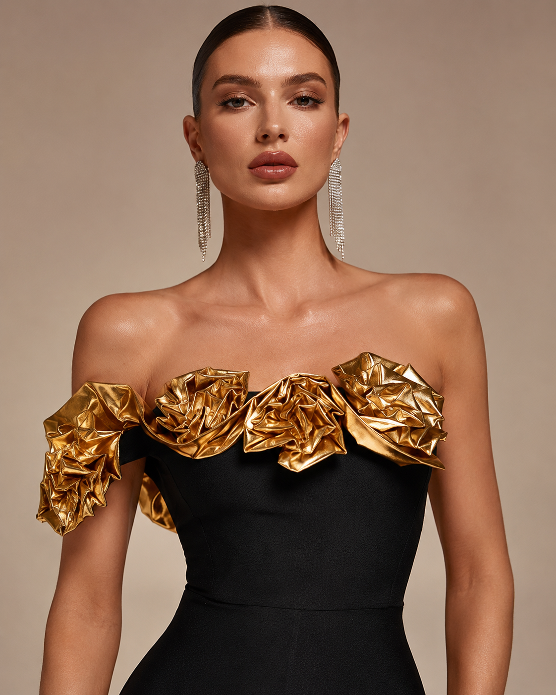 Golden Bloom Couture Dress