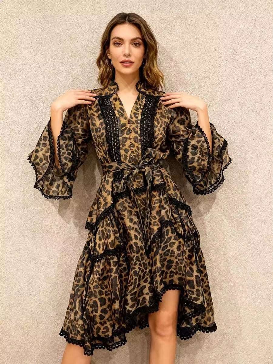 Savage Luxe Leopard Ruffle Dress