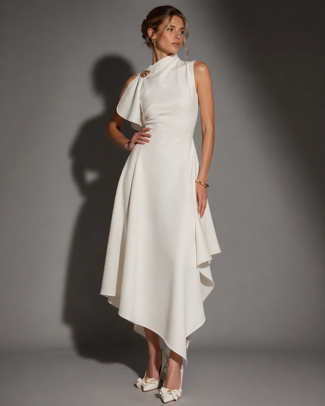 Cerelle Asymmetric Midi Dress