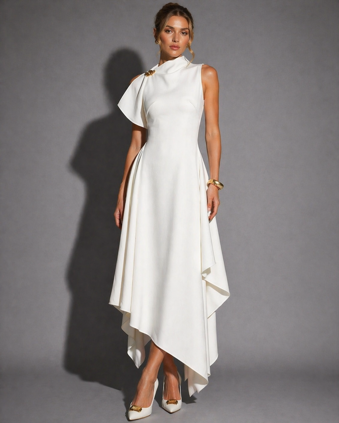 Cerelle Asymmetric Midi Dress