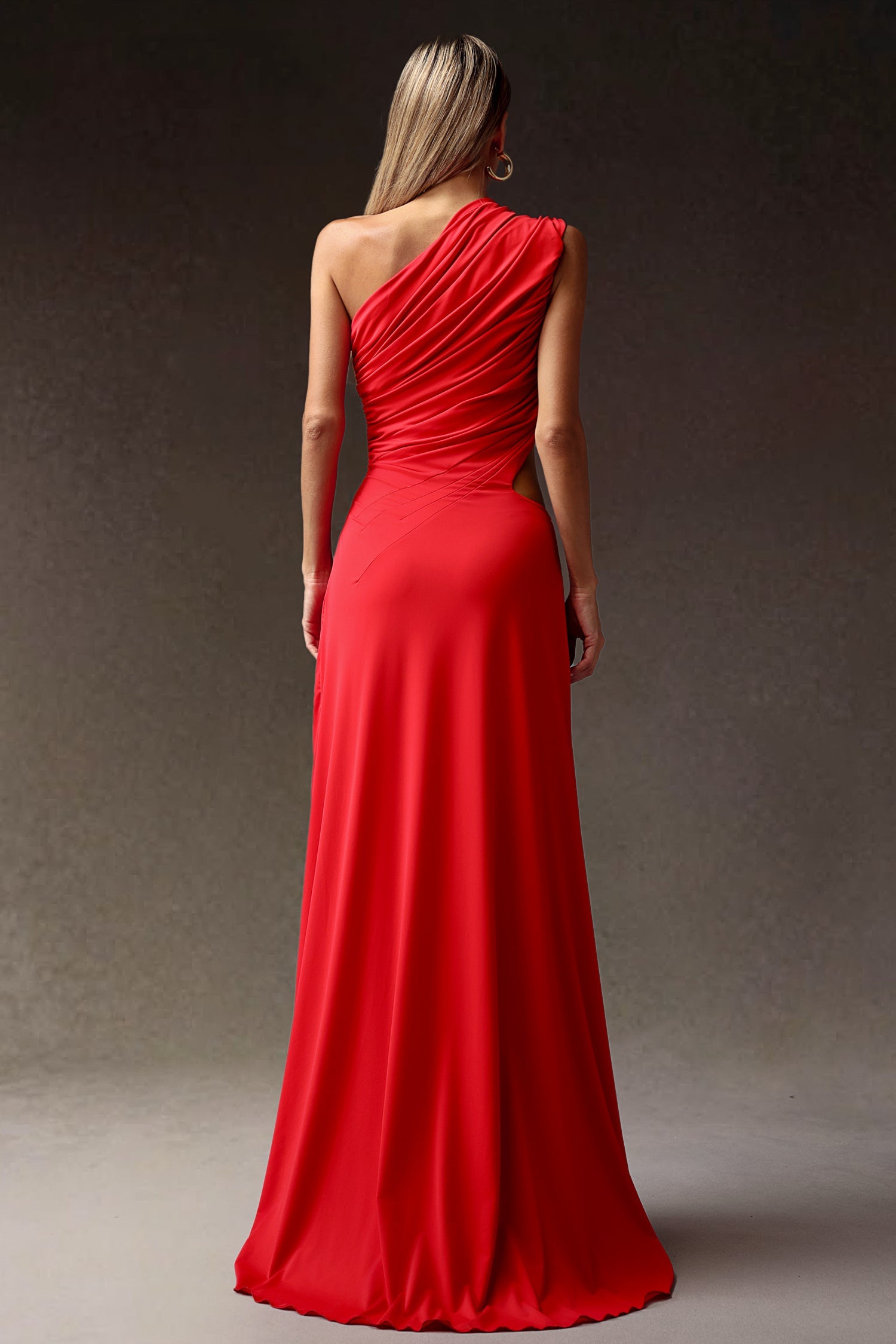 Scarlet Goddess Cut-Out Draped Gown