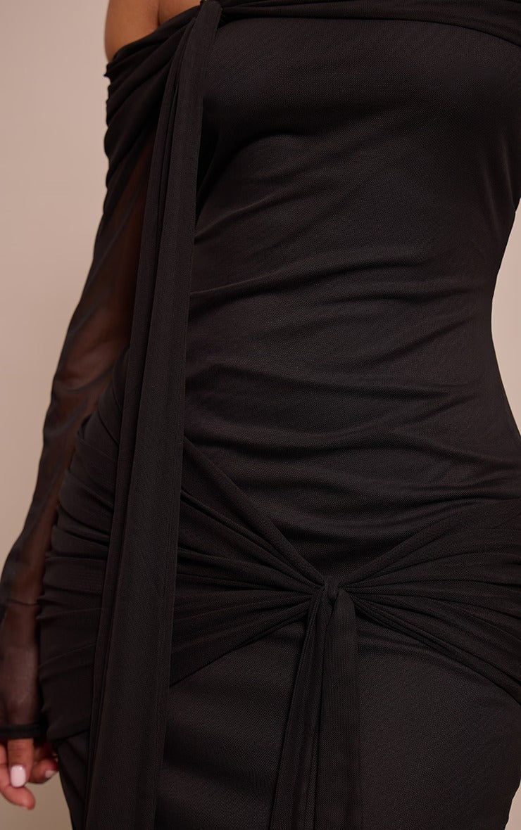 Brown Bardot Wrap Maxi Dress