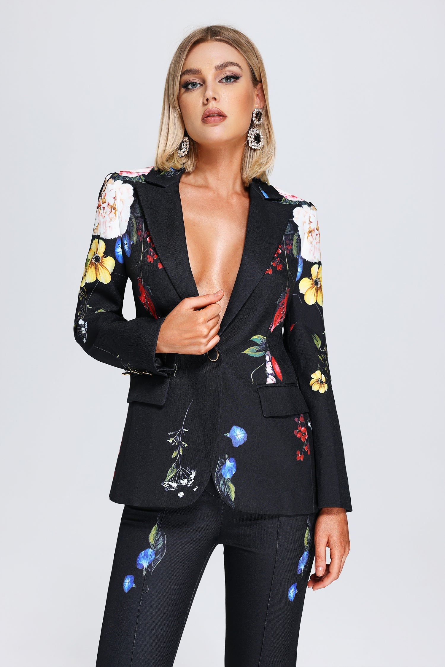 Amara Floral Printed Label Blazer Set