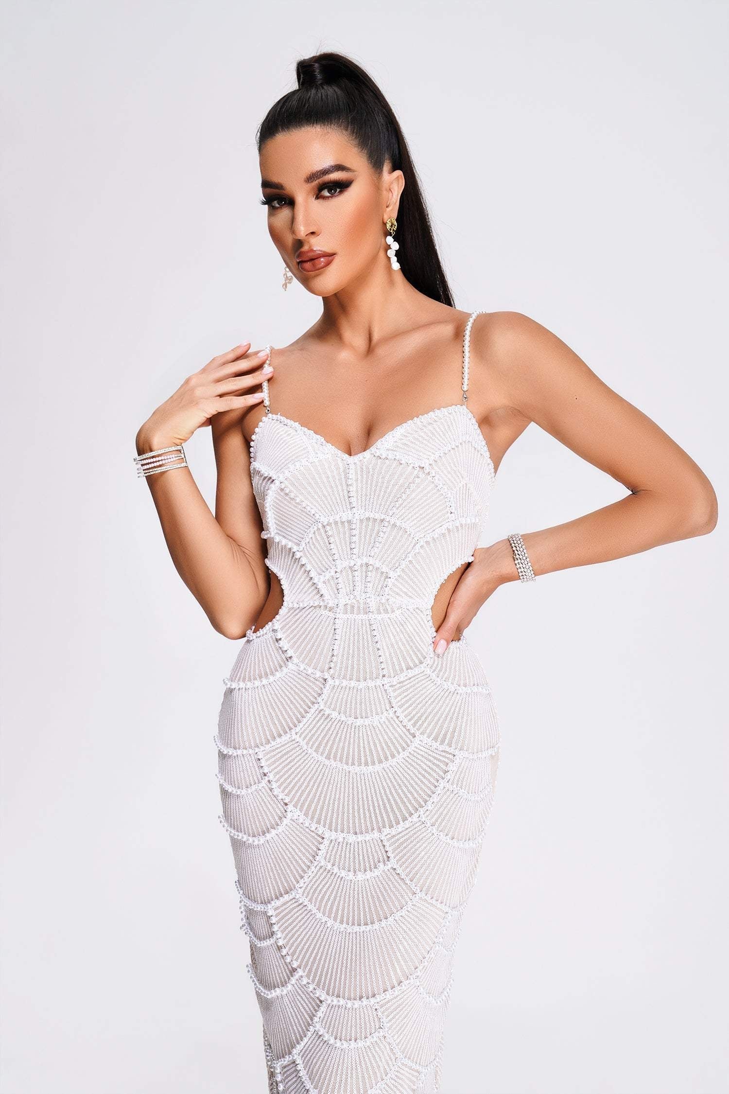 Mirabelle Pearl Sequin Label Dress