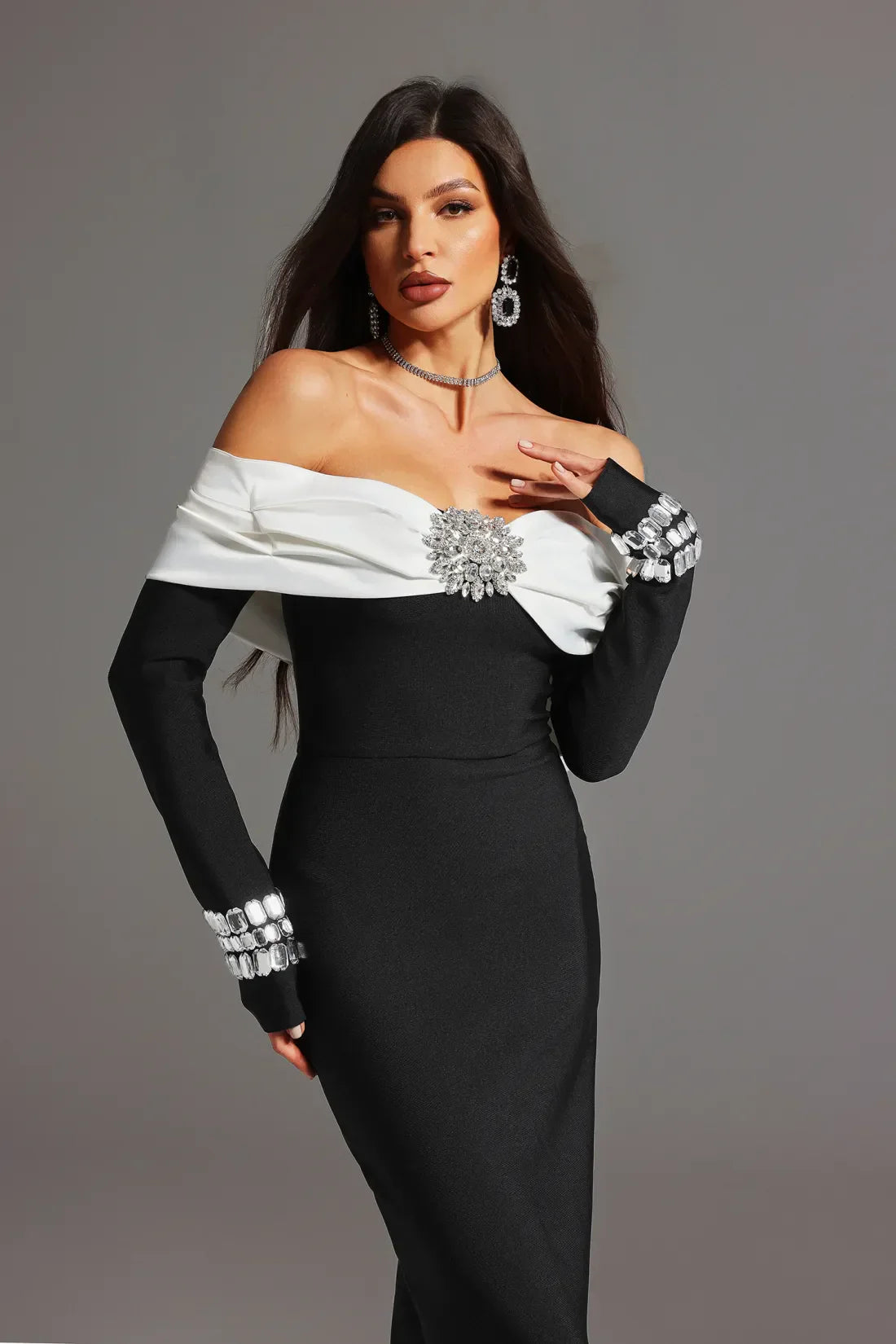 Twilight Opulence Off-Shoulder Dress