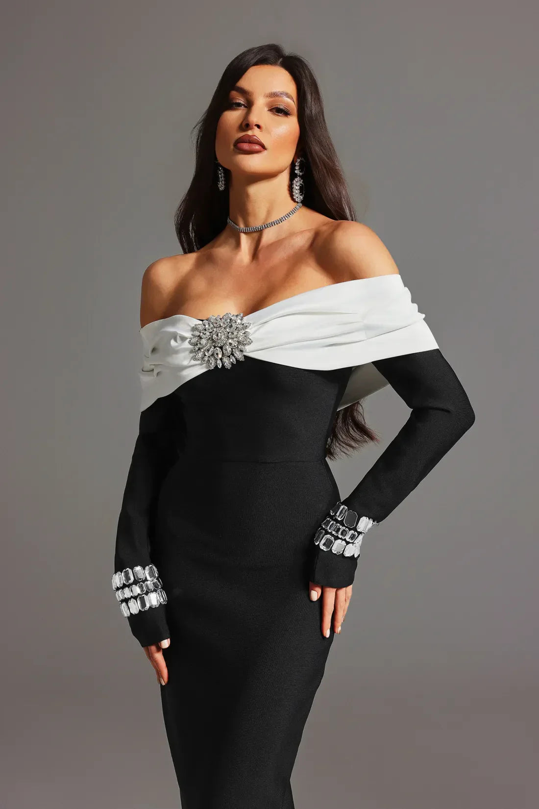 Twilight Opulence Off-Shoulder Dress