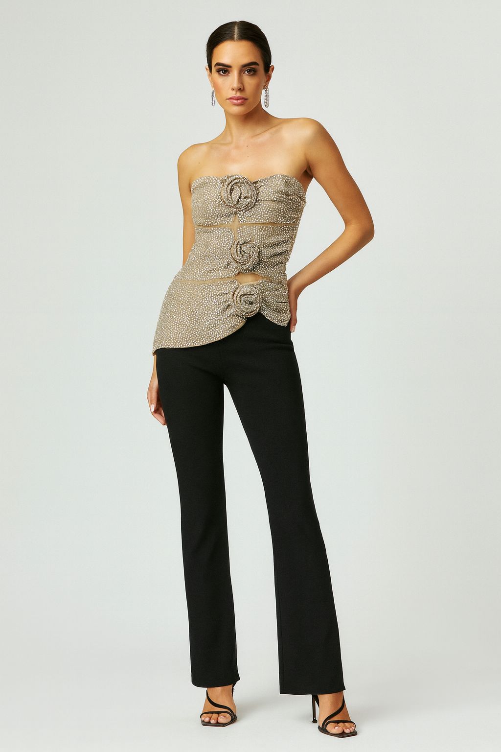 Sparkle Rose Evening Bustier Top