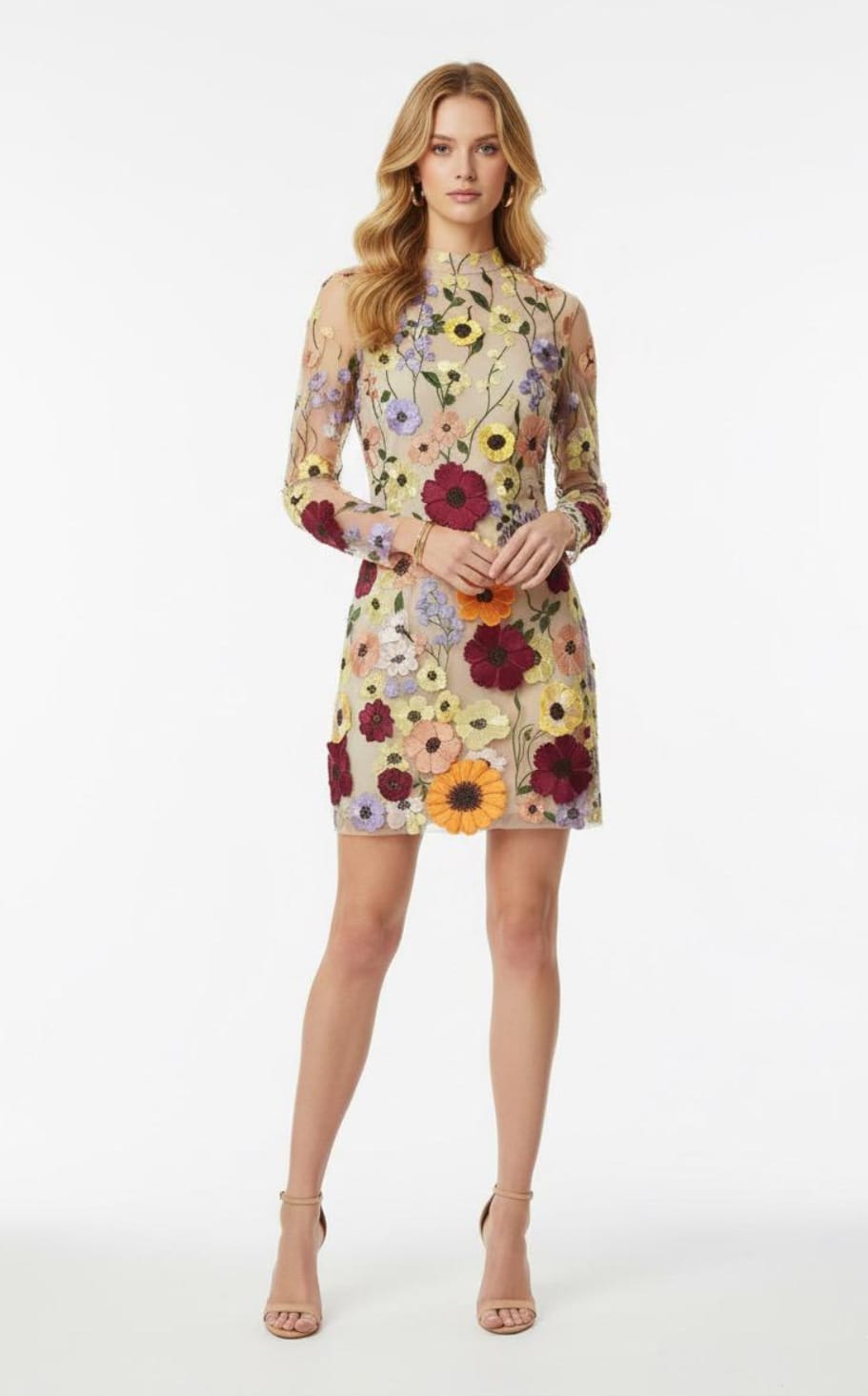 Midnight Garden Embroidered Mesh Dress