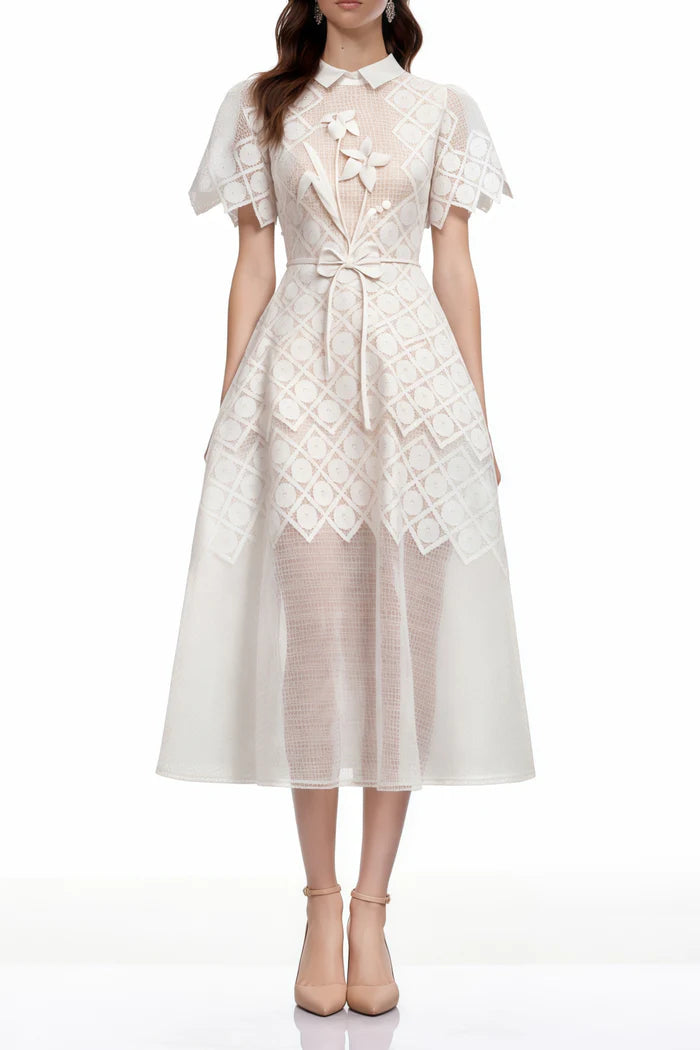 Dimitrios Flower Embroidered Midi Dress