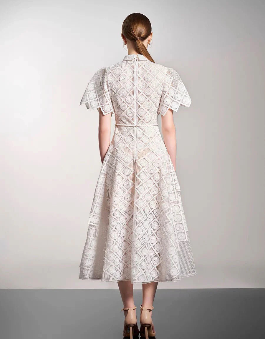 Dimitrios Flower Embroidered Midi Dress