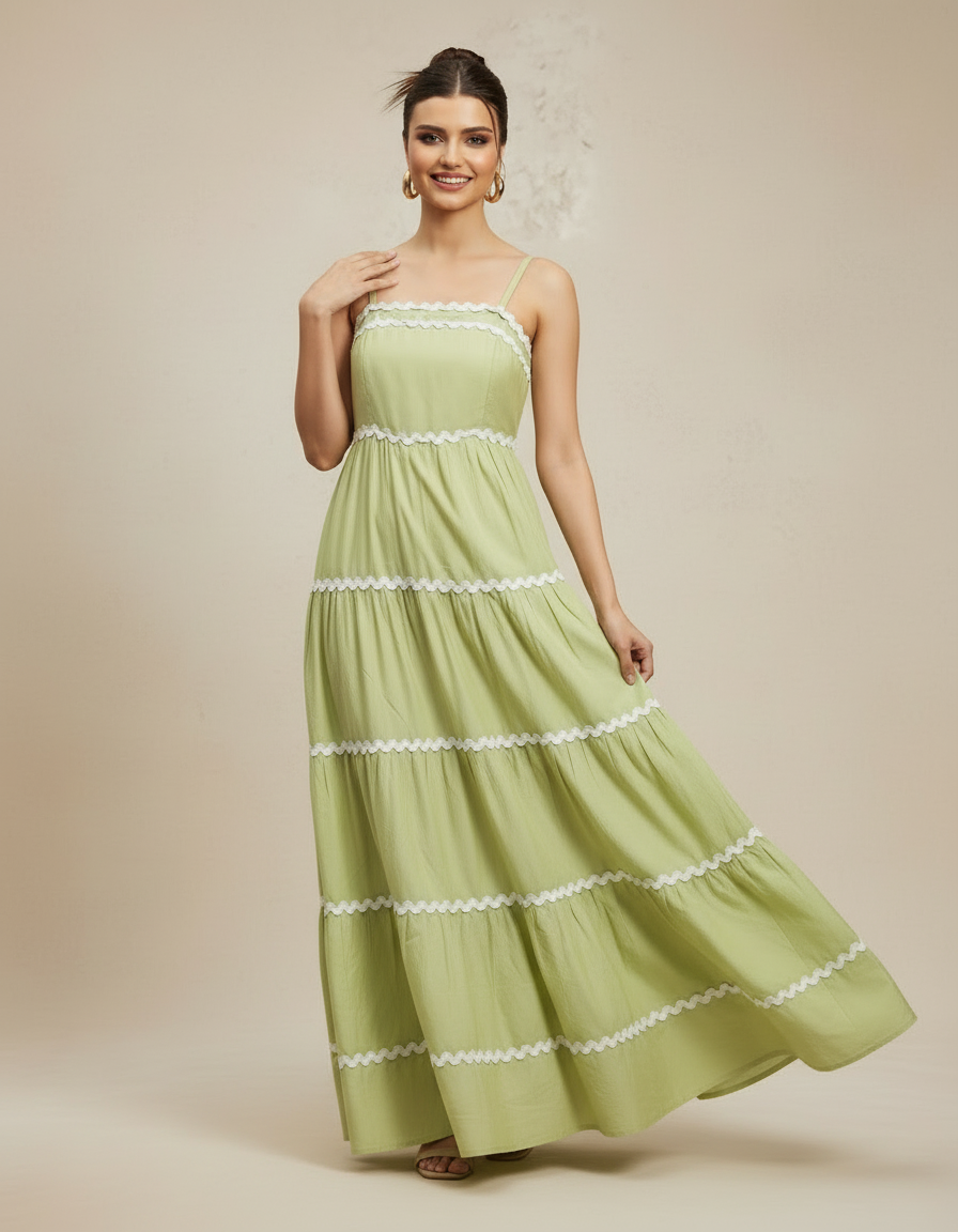 Mint Lace Tiered Maxi Dress