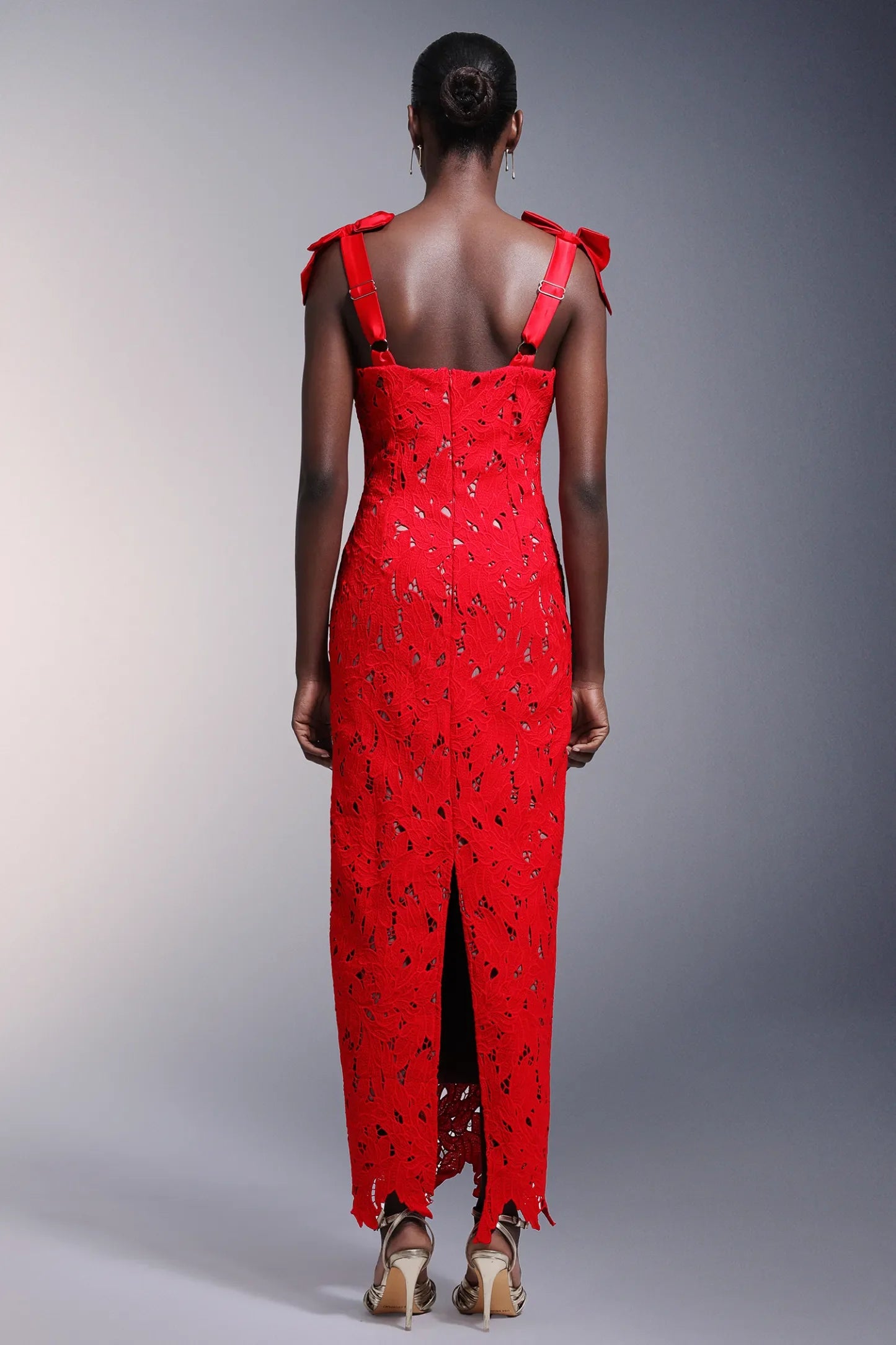 Lace Gown With Bow Straps