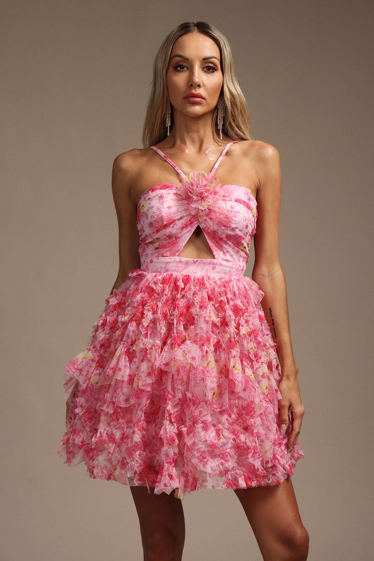 Pink Floral Mini Dress
