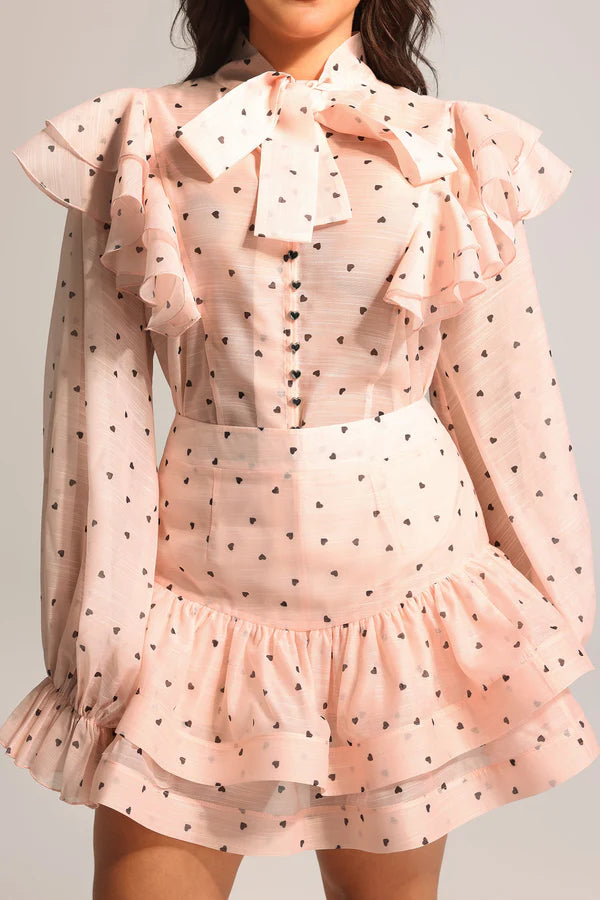 Dotted Drama High-Neck Co-Ord Set