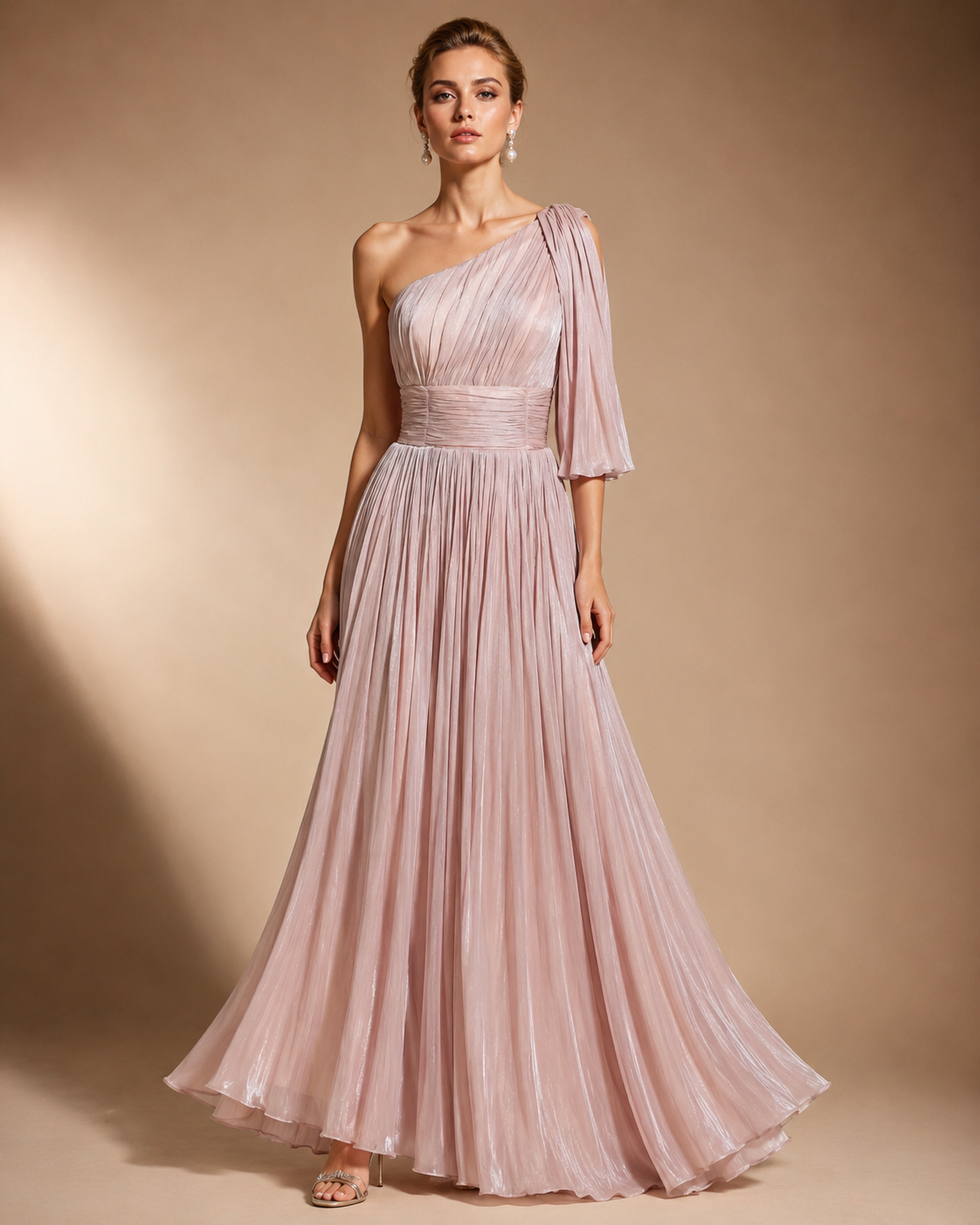 Blush Athena One-Shoulder Gown