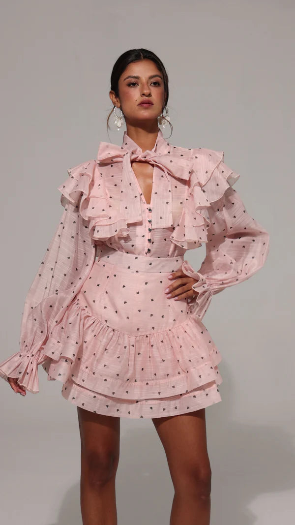 Dotted Drama High-Neck Co-Ord Set