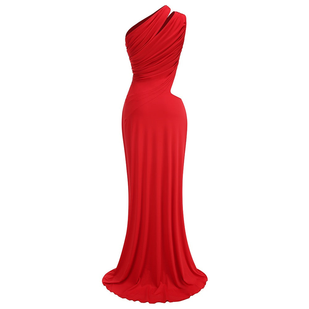 Off Shoulder Irregular Maxi Dress - thelatestlabels