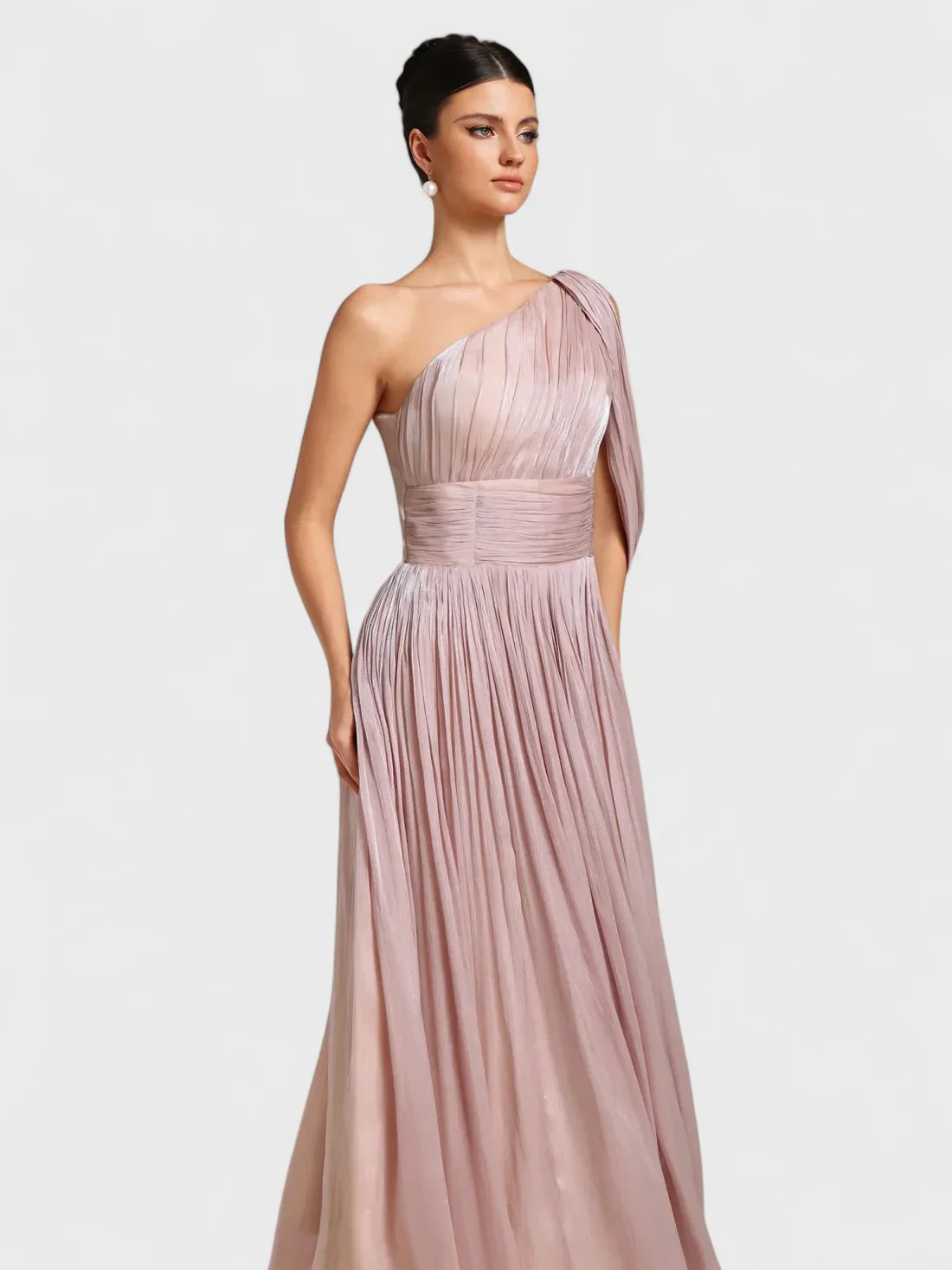 Blush Athena One-Shoulder Gown