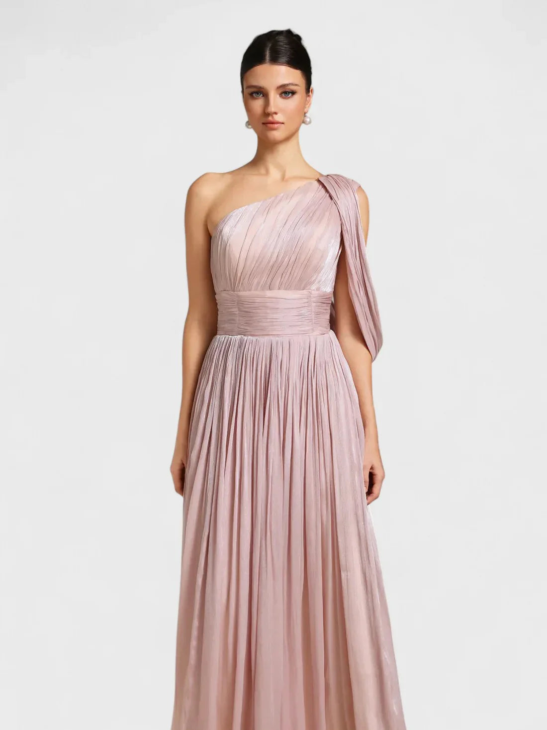 Blush Athena One-Shoulder Gown