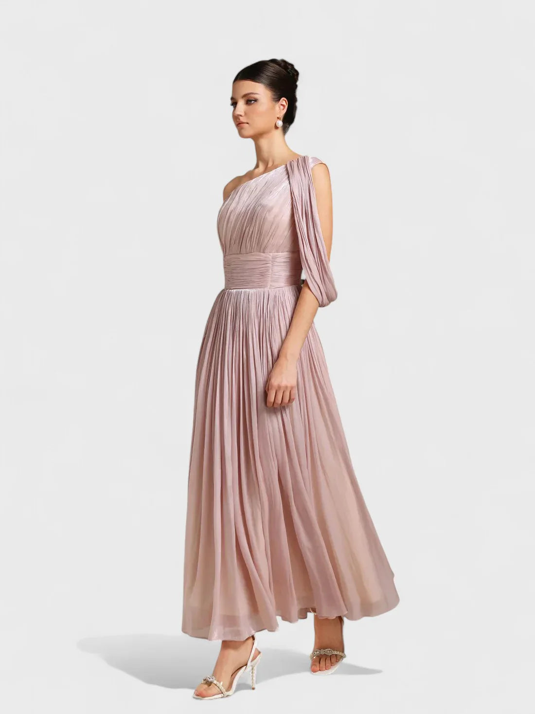 Blush Athena One-Shoulder Gown