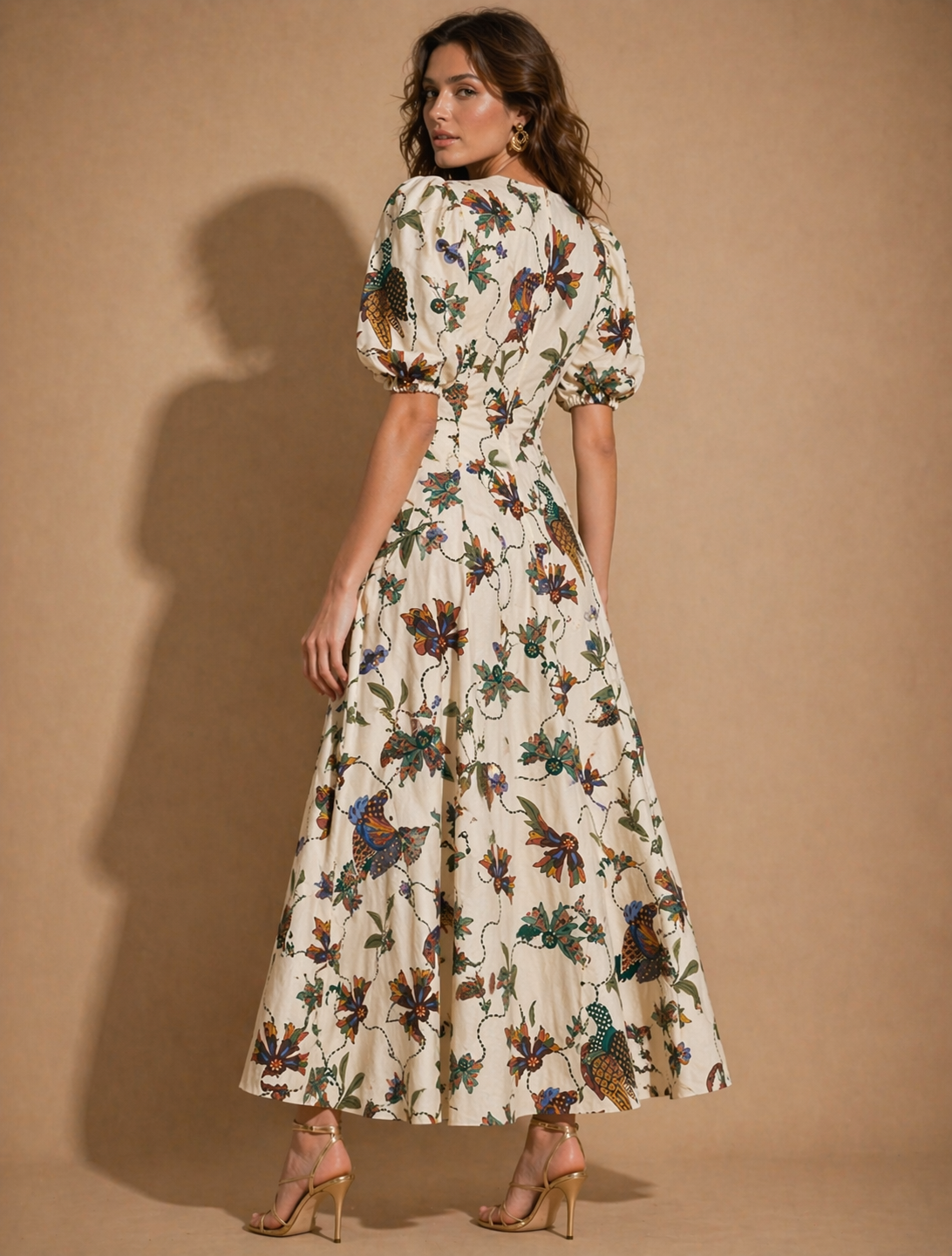 Meadow Song Puff-Sleeve Maxi Dress