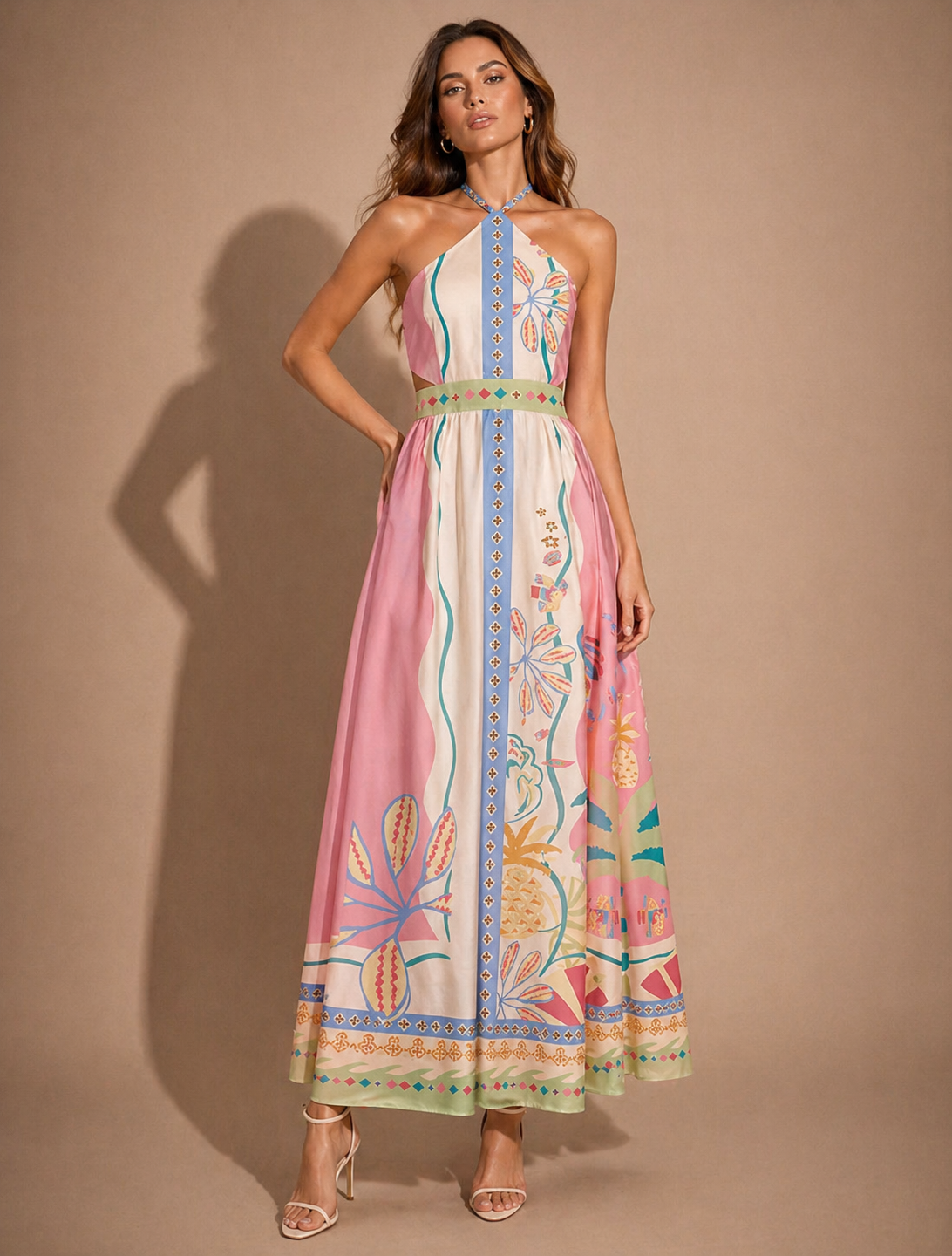 Pastel Escape halter Maxi Dress - Multicolor / XS Pastel Escape halter Maxi Dress - Multicolor / XS