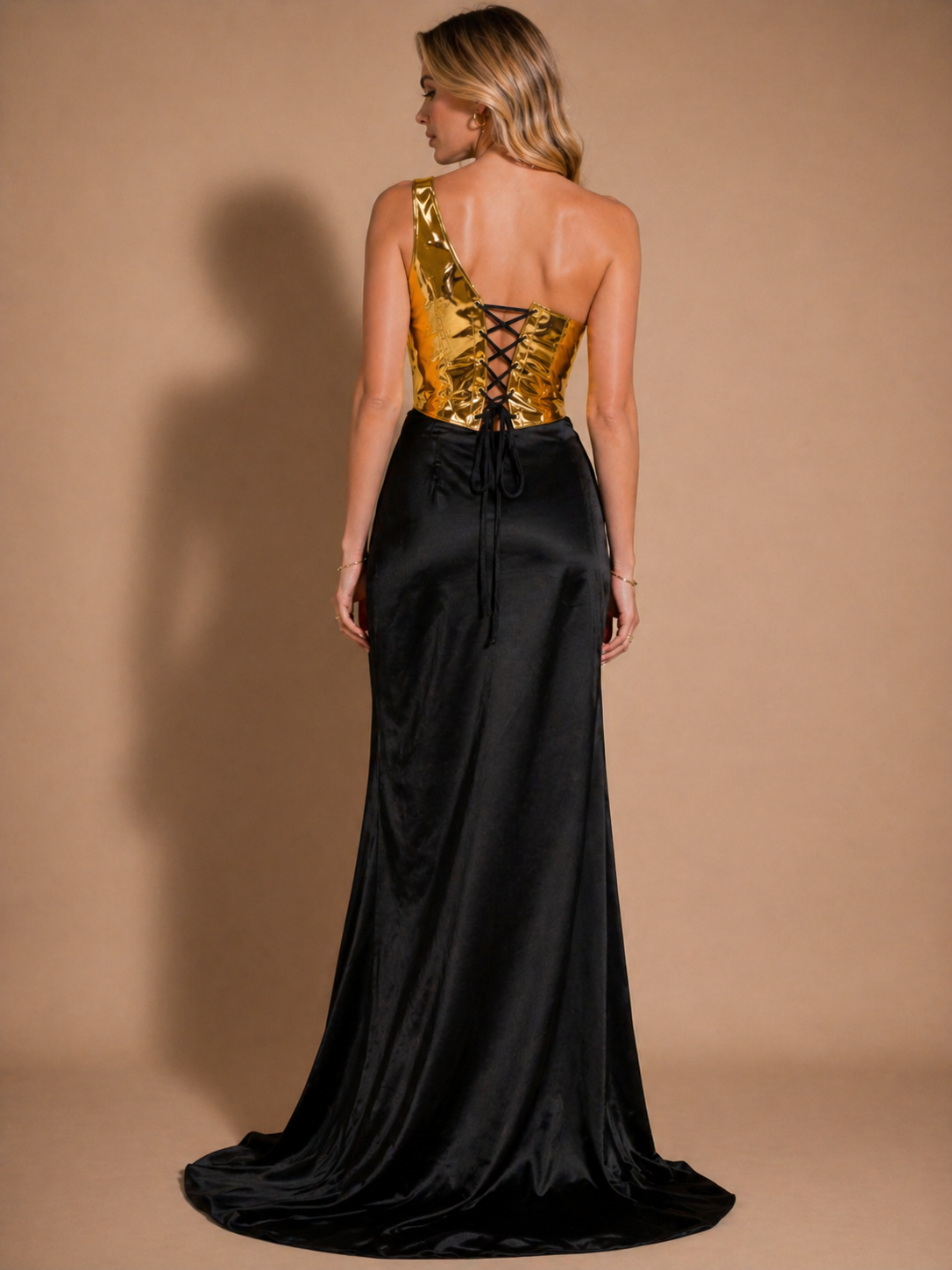 Black Luxe High-Slit Couture Dress