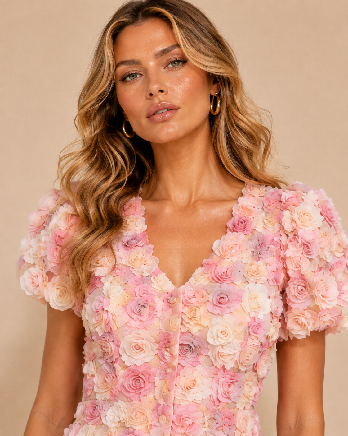 Floral Front Button Mini  Dress