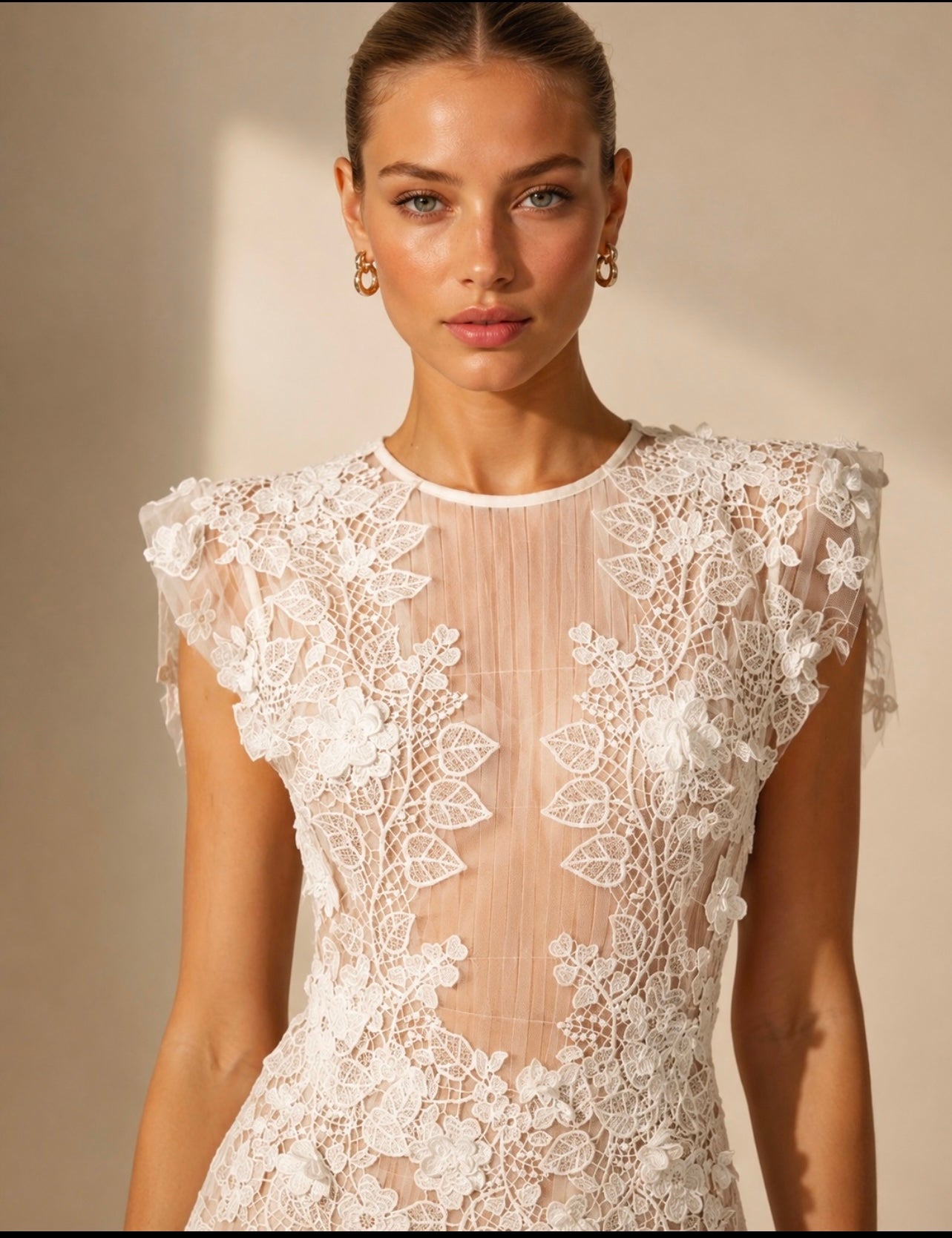 floral appliqué bodice midi dress