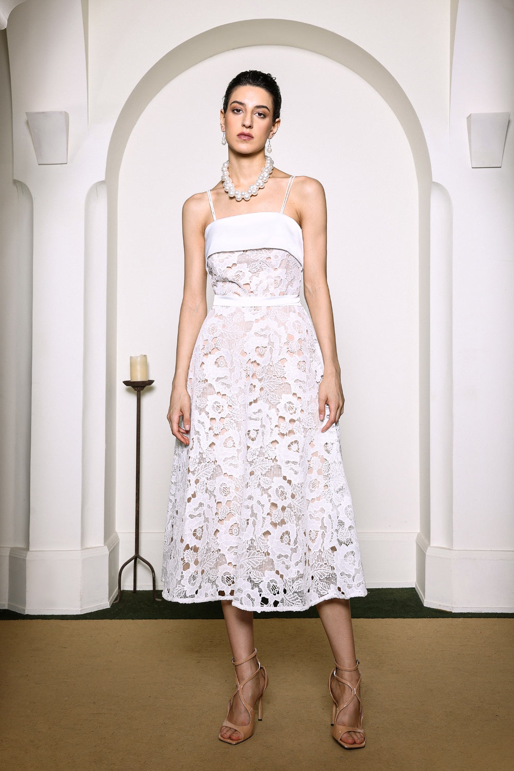 Ivory Elegance Lace Label Dress