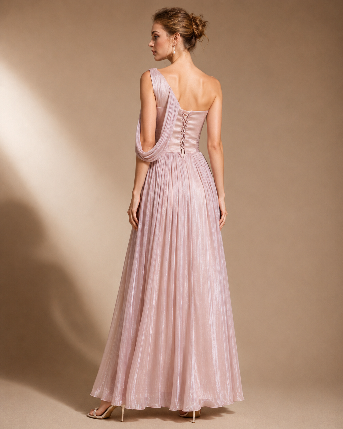 Blush Athena One-Shoulder Gown