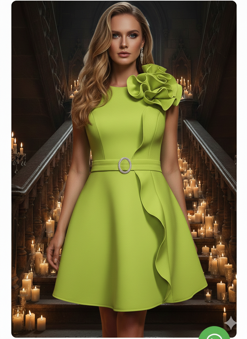 Lime Radiance Floral Accent Dress