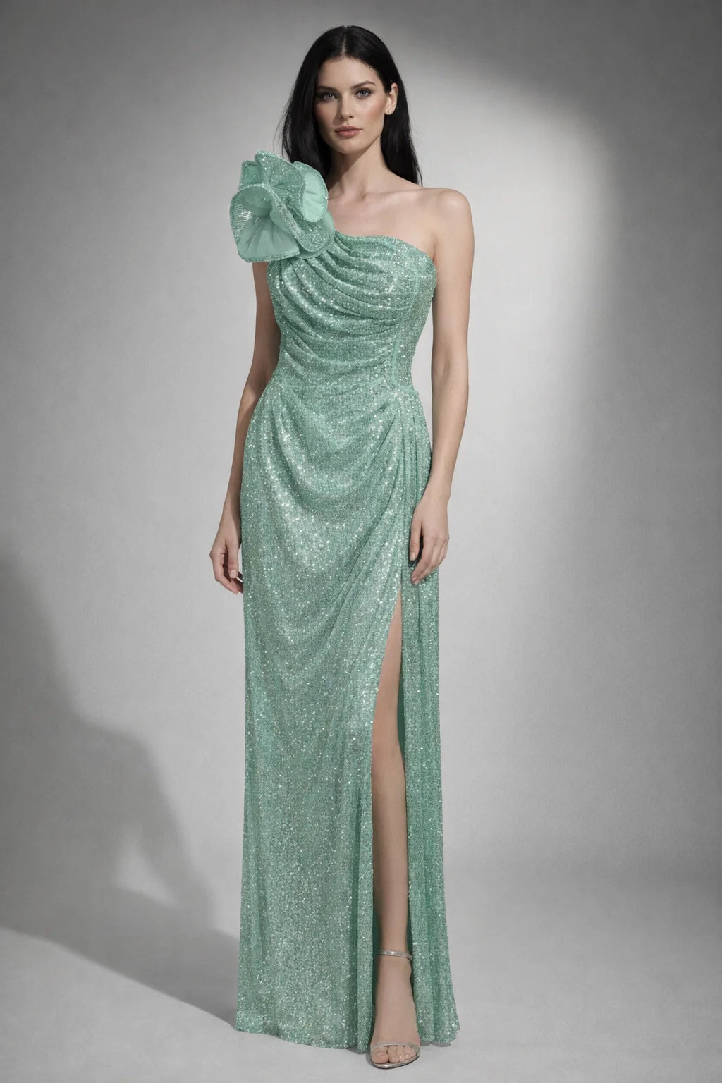 Glamorous  One-Shoulder Sequin Gown