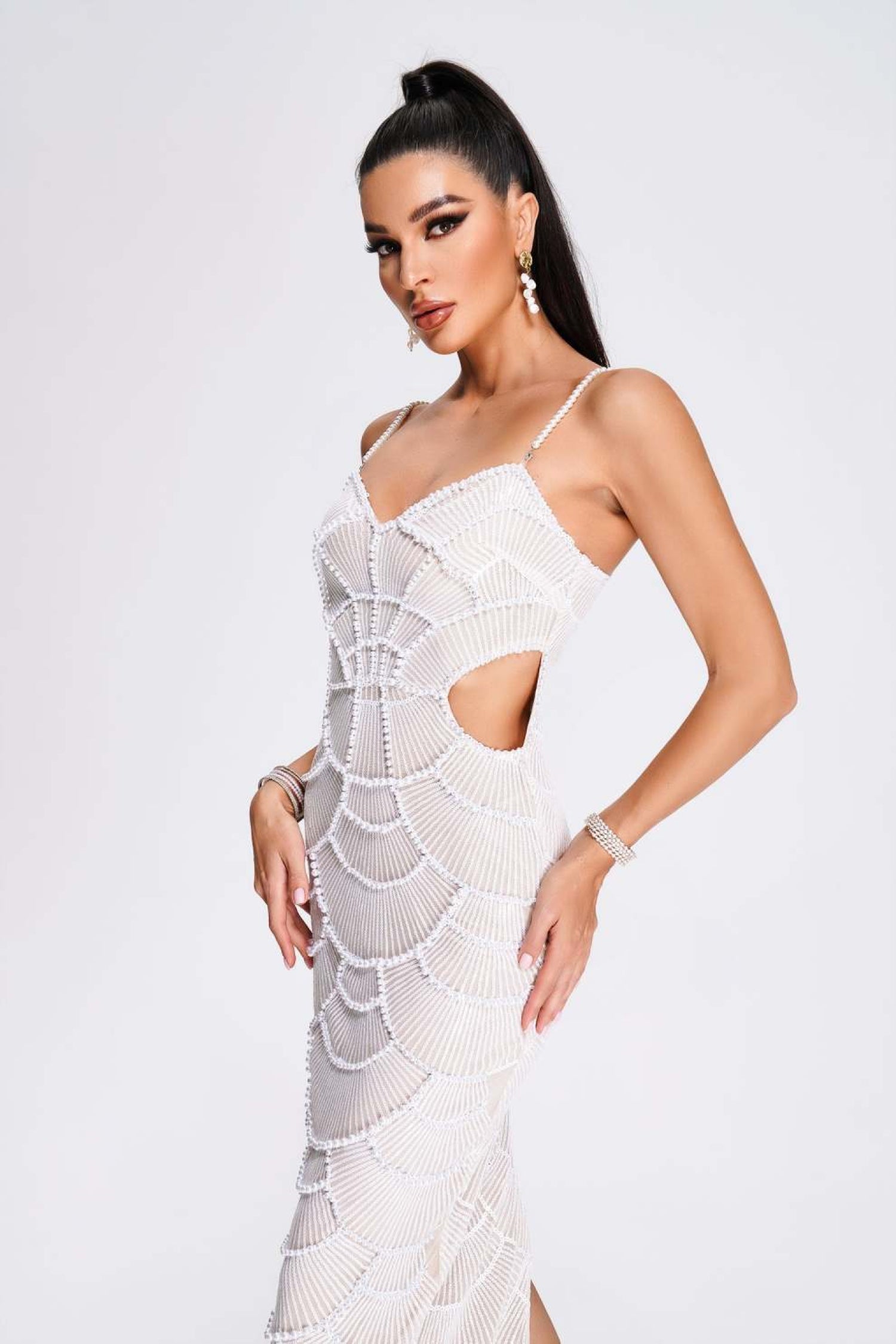Mirabelle Pearl Sequin Label Dress