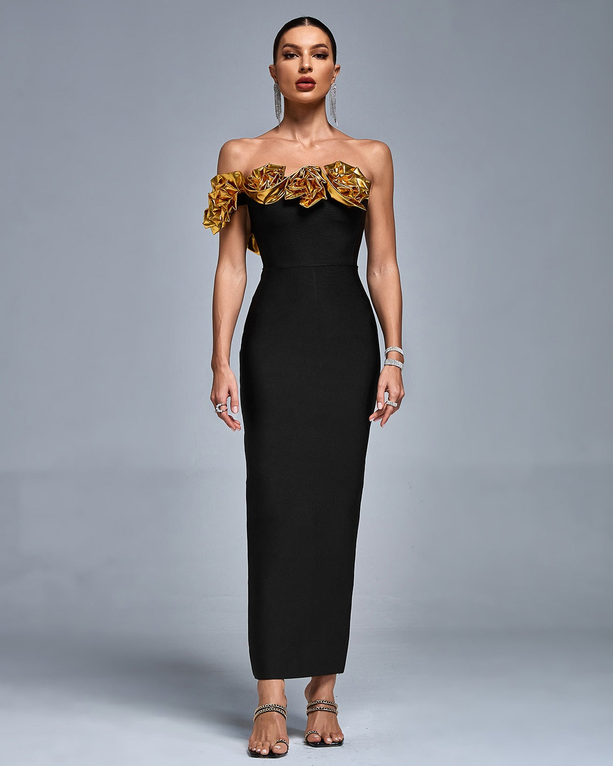 Golden Bloom Couture Dress