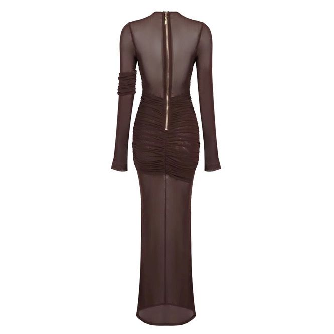 Mesh Rushed Long Dress